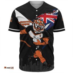 Wests Tigers Baseball Shirt Custom For Die Hard Fan Australia Flag Scratch Style