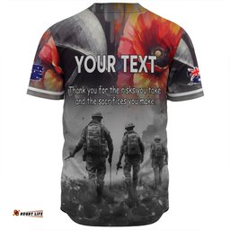 Australia Anzac Day Custom Baseball Shirt - Thank You For The Risks You Take Baseball Shirt