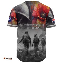 Australia Anzac Day Custom Baseball Shirt - Thank You For The Risks You Take Baseball Shirt