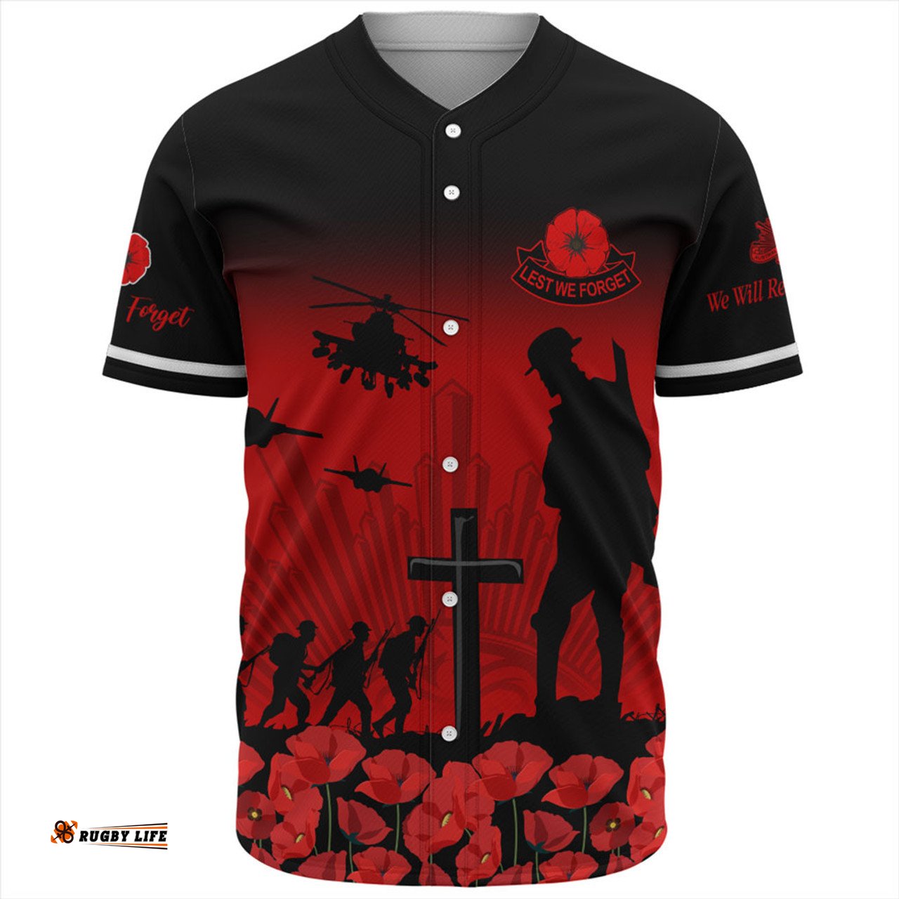 Australia Baseball Shirt Lest We Forget Red Poppies Special Style