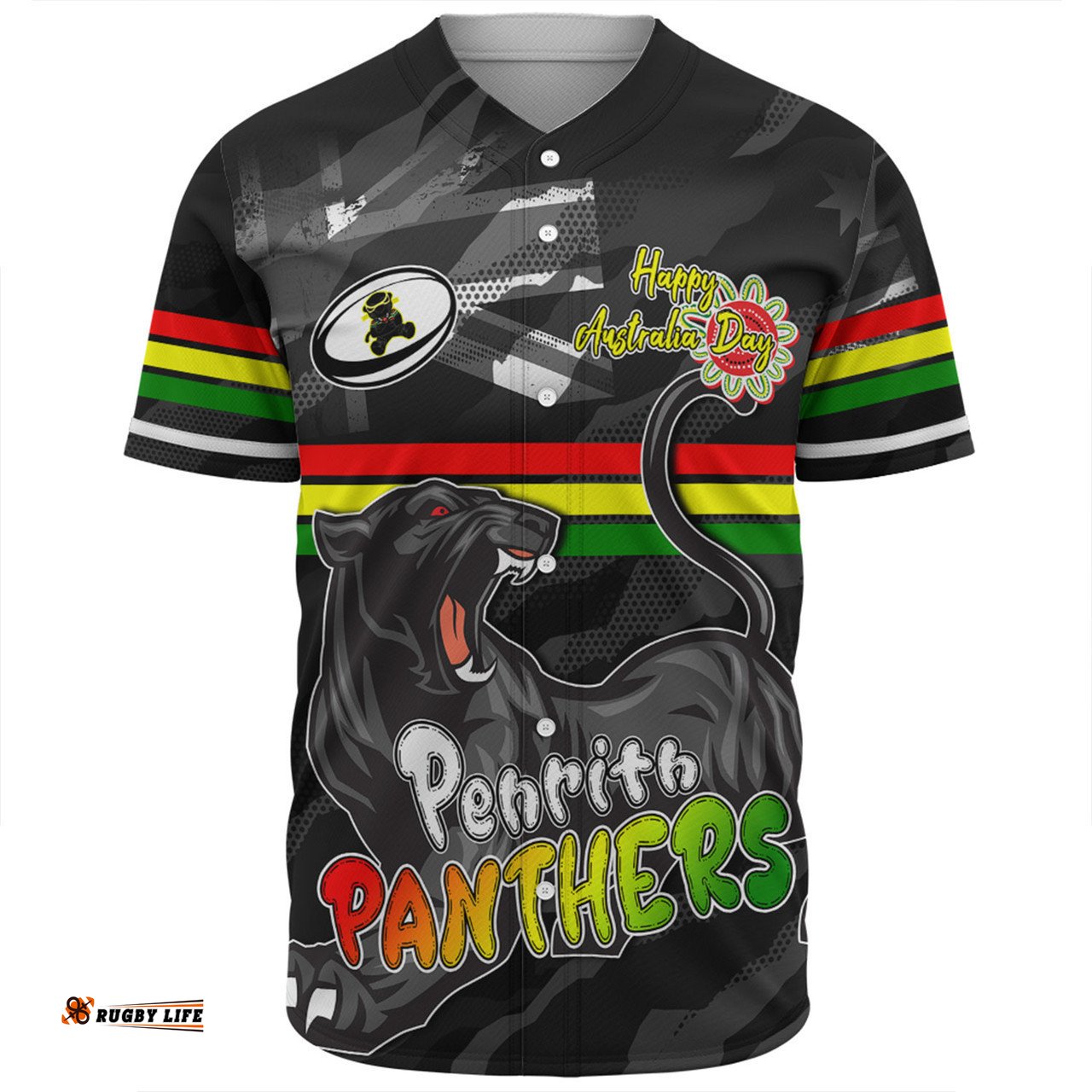 Penrith Panthers Baseball Shirt - Happy Australia Day We Are One And Free
