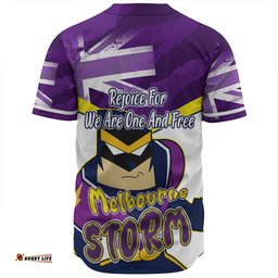 Melbourne Storm Baseball Shirt - Happy Australia Day We Are One And Free V2