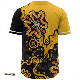 Australia Baseball Shirt Aboriginal Style Of Background Yellow