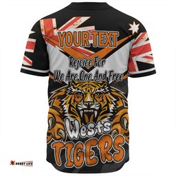 Wests Tigers Baseball Shirt - Happy Australia Day We Are One And Free