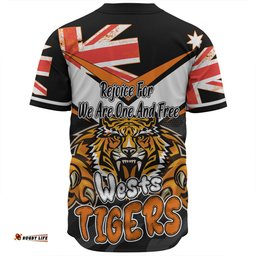 Wests Tigers Baseball Shirt - Happy Australia Day We Are One And Free