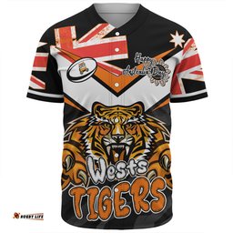 Wests Tigers Baseball Shirt - Happy Australia Day We Are One And Free