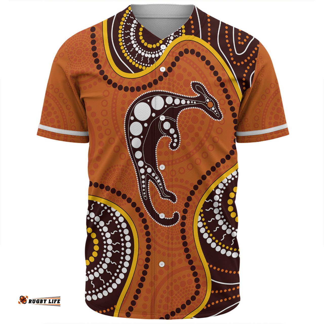 Australia Baseball Shirt Aboriginal Art With Kangaroo