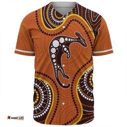 Australia Baseball Shirt Aboriginal Art With Kangaroo