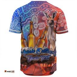 Australia Kangaroo Aboriginal Camping Custom Baseball Shirt - Aussie Outback Camping with Beer Baseball Shirt