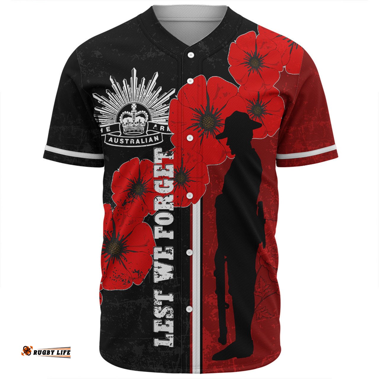 Australia Anzac Day Baseball Shirt - Lest We Forget Remebrance Day (Black) Baseball Shirt