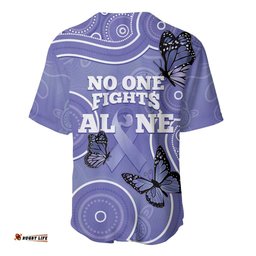 Australia Stomach Cancer Awareness Baseball Jersey Shirt No One Fights Alone Aboriginal Art