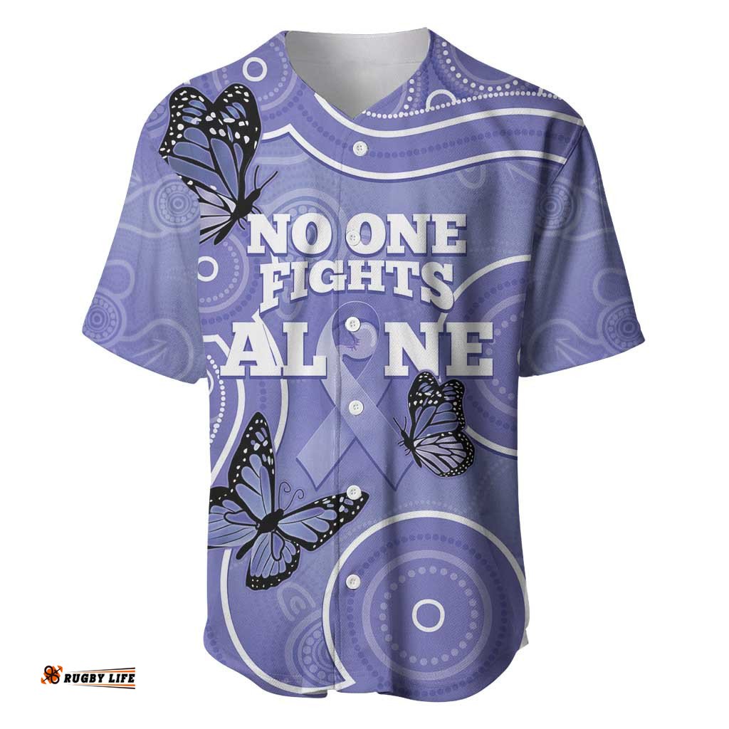 Australia Stomach Cancer Awareness Baseball Jersey Shirt No One Fights Alone Aboriginal Art