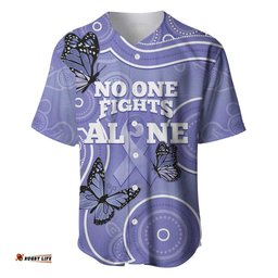 Australia Stomach Cancer Awareness Baseball Jersey Shirt No One Fights Alone Aboriginal Art