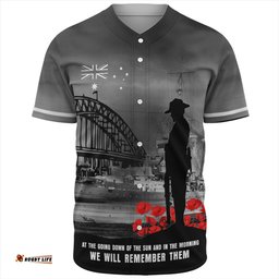 Australia Baseball Shirt At The Going Down Of The Sun We Will Remember Them