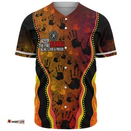 Australia Baseball Shirt Naidoc Hand Rock Art Indigenous Golden Style
