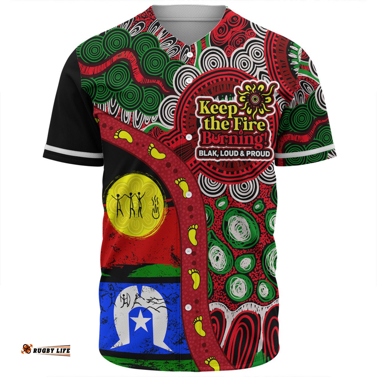 Australia Baseball Shirt Naidoc Week Indigenous Culture Inspired Dot Art Painting With Hunting