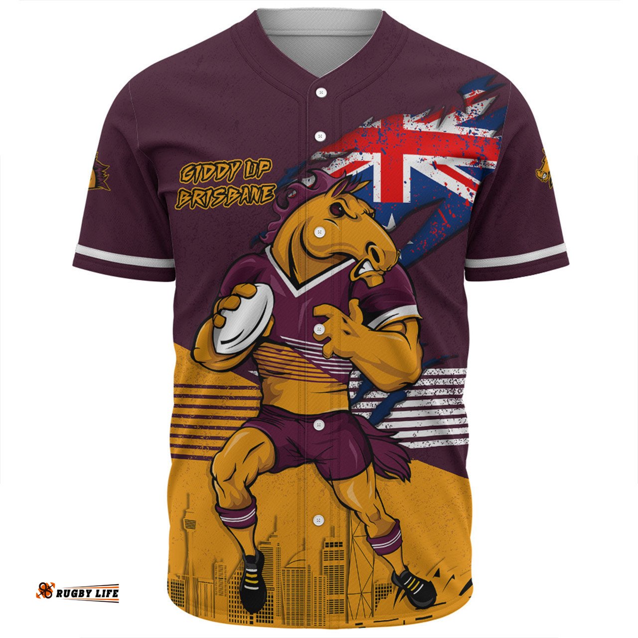 Brisbane Broncos Baseball Shirt Custom For Die Hard Fan Australia Flag Scratch Style