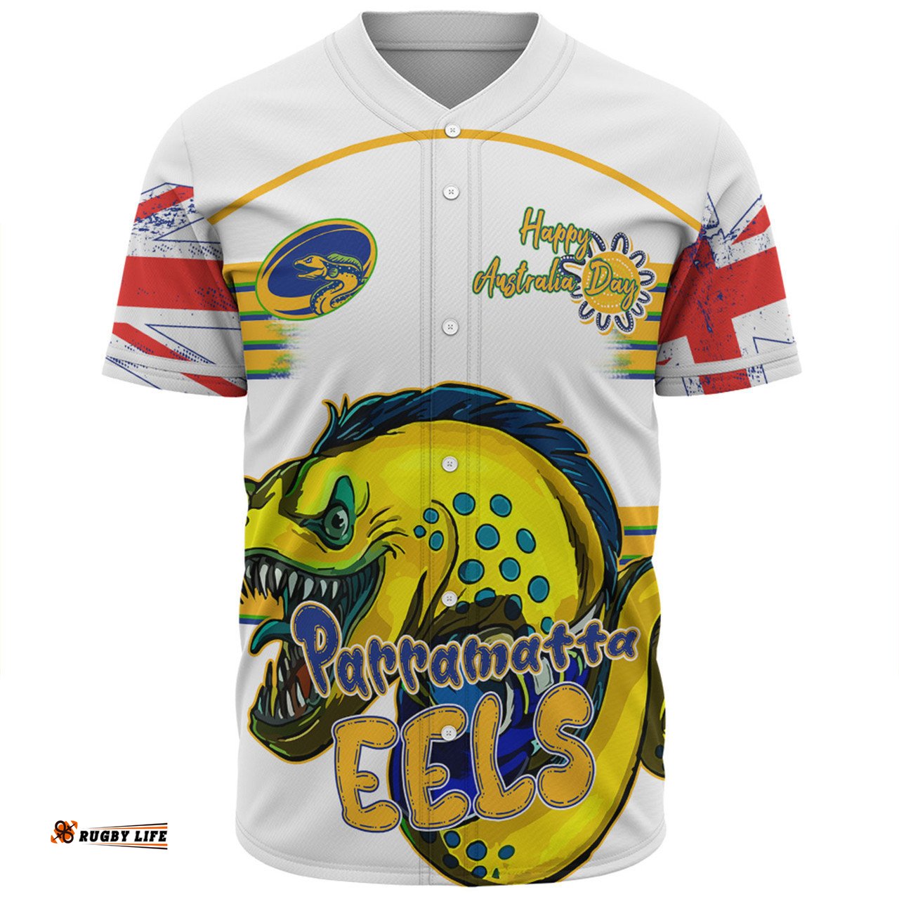 Parramatta Eels Baseball Shirt - Happy Australia Day We Are One And Free V2