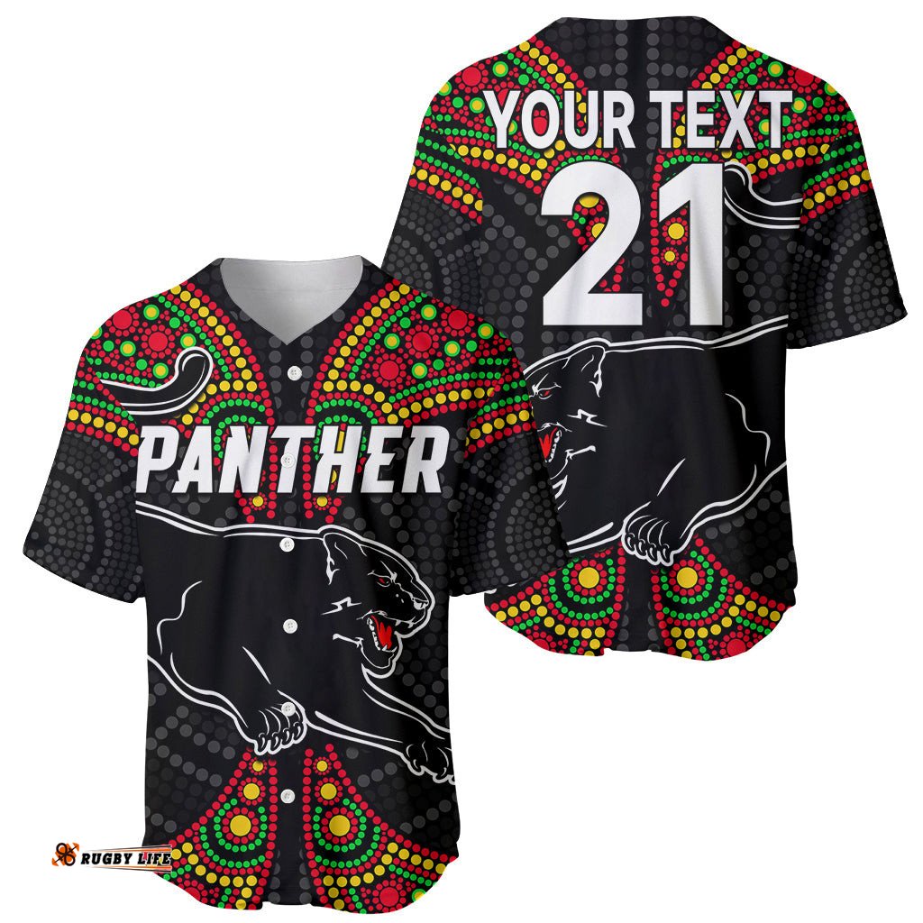 Custom Text And Number Panthers Liquorice Allsorts Rugby Aboriginal Baseball Jersey Shirt 08