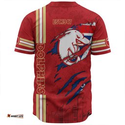 Redcliffe Dolphins Baseball Shirt - Happy Australia Day Flag Scratch Style