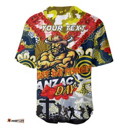 Personalised Cowboys ANZAC Day Baseball Jersey Shirt Aboriginal Rising Sun