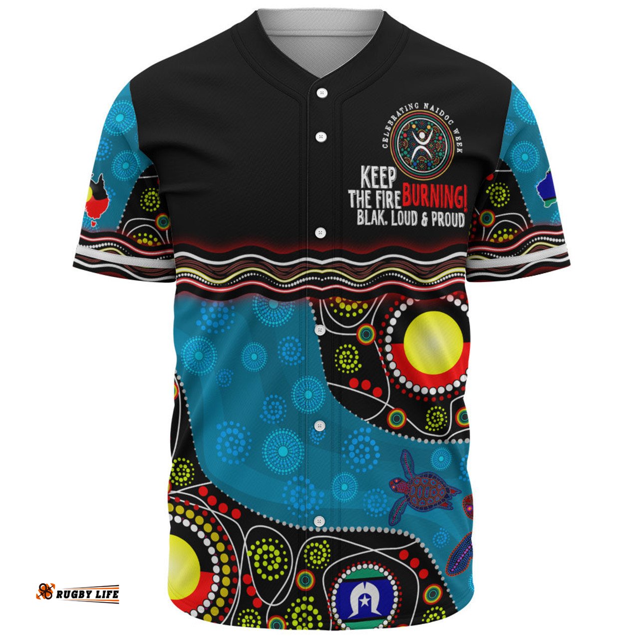 Australia Baseball Shirt Custom Naidoc Week Culture Art With River And Tortoise Aboriginal