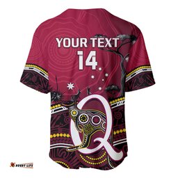 Personalised QLD Maroons Rugby Baseball Jersey Shirt Go Queensland Kangaroo Indigenous