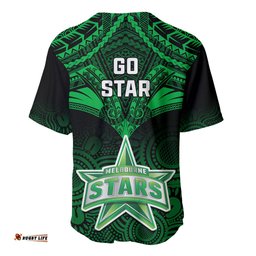 Melbourne Stars Cricket Baseball Jersey Shirt Unique Indigenous Art Mix Polynesian Pattern
