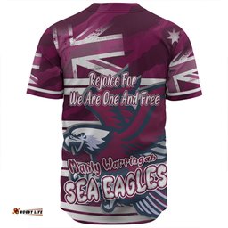 Manly Warringah Sea Eagles Baseball Shirt - Happy Australia Day We Are One And Free