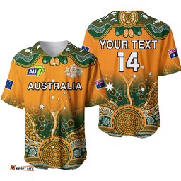 Custom Text And Number Australia Rugby Baseball Jersey Shirt Aussie Sevens Original Indigenous Ver.01