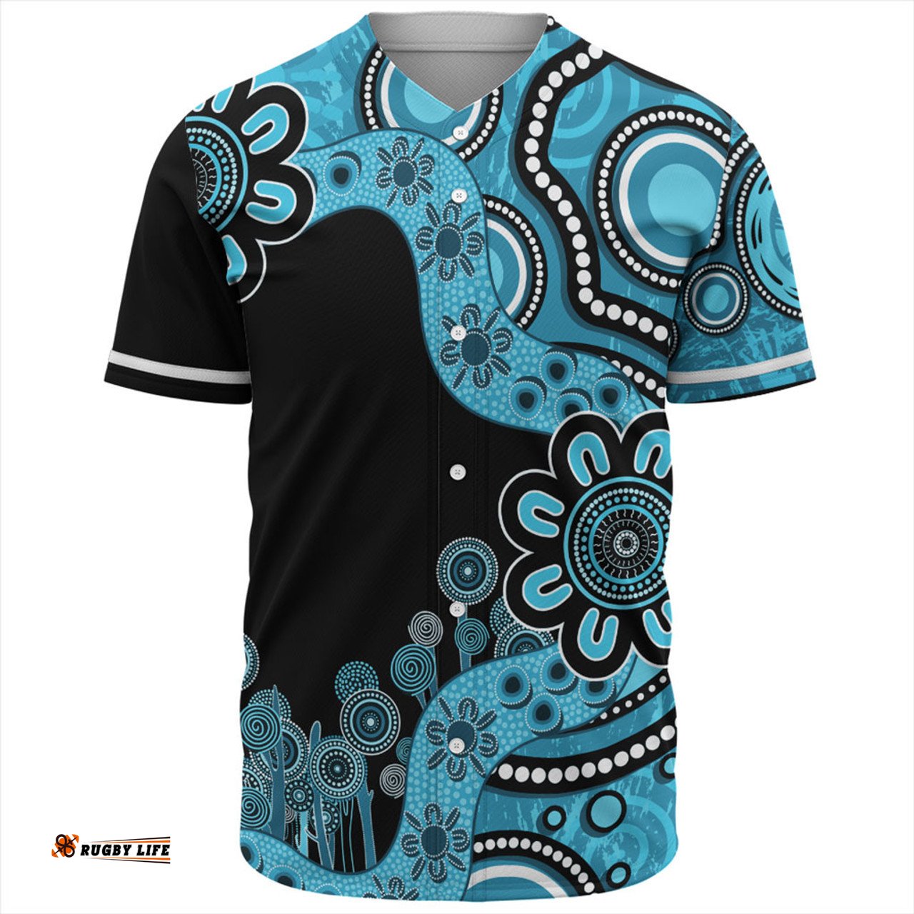 Australia Baseball Shirt Aboriginal Indigenous Dot Painting Blue