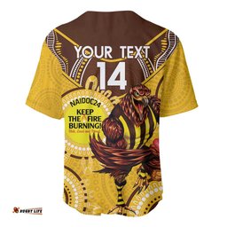Custom AFL Hawkthorn NAIDOC Week Baseball Jersey Shirt Keep The Fire Burning Indigenous Art