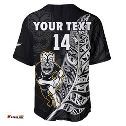 Custom Text And Number New Zealand Silver Fern Rugby Baseball Jersey Shirt All Black Maori Version Black