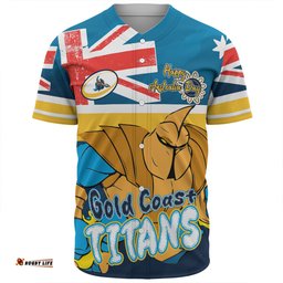Gold Coast Titans Baseball Shirt - Happy Australia Day We Are One And Free