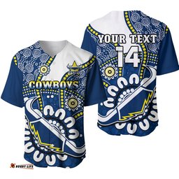 Custom Text And Number Cowboys Rugby Baseball Jersey Shirt Indigenous Art Ver.01