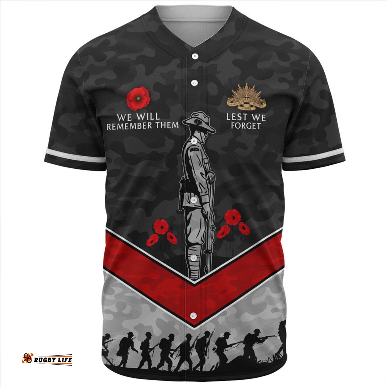 Australia Baseball Shirt Camouflage Lest We Forget