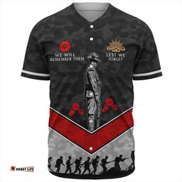 Australia Baseball Shirt Camouflage Lest We Forget