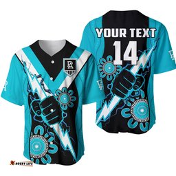 Custom Text And Number Port Adelaide Football Baseball Jersey Shirt Power Thunder Hand Mix Aboriginal Dynamic