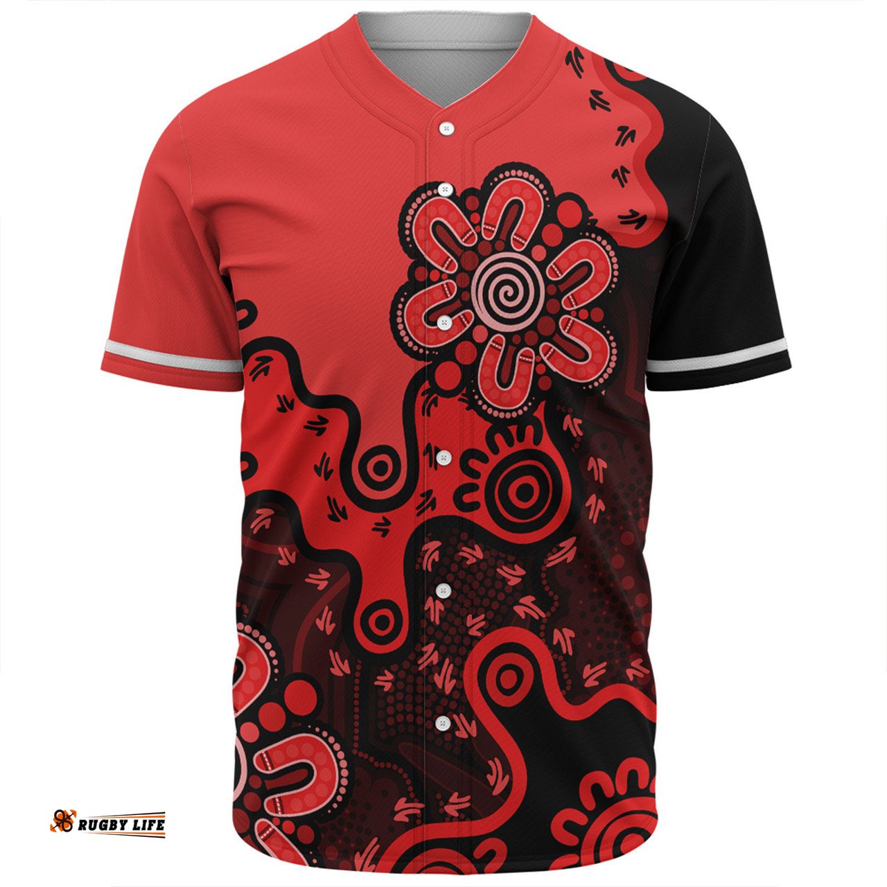 Australia Baseball Shirt Aboriginal Style Of Background Red (Turquoise,Purple)