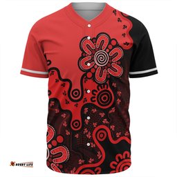 Australia Baseball Shirt Aboriginal Style Of Background Red (Turquoise,Purple)
