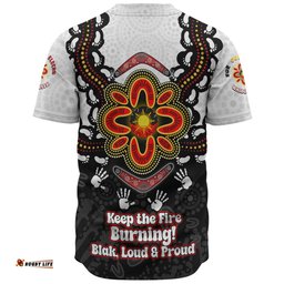 Australia Baseball Shirt Aboriginal Inspired Naidoc Symbol Pattern White