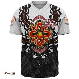 Australia Baseball Shirt Aboriginal Inspired Naidoc Symbol Pattern White