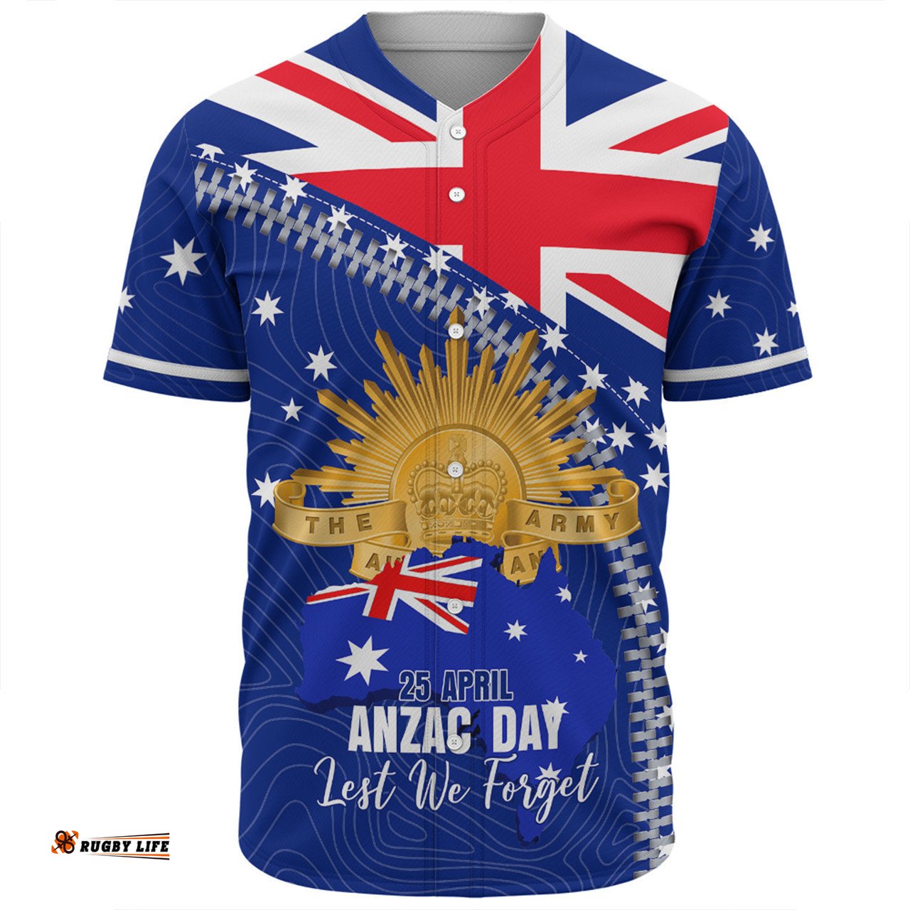 Australia Baseball Shirt - Anzac Day Lest We Forget Australia Flag