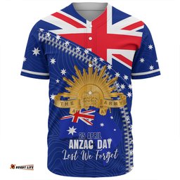 Australia Baseball Shirt - Anzac Day Lest We Forget Australia Flag