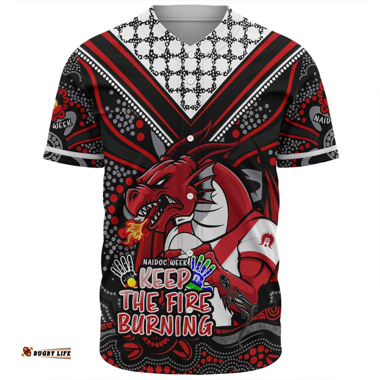 St. George Illawarra Dragons Baseball Shirt Aboriginal Inspired Naidoc Week Custom For Die Hard Fan Supporters