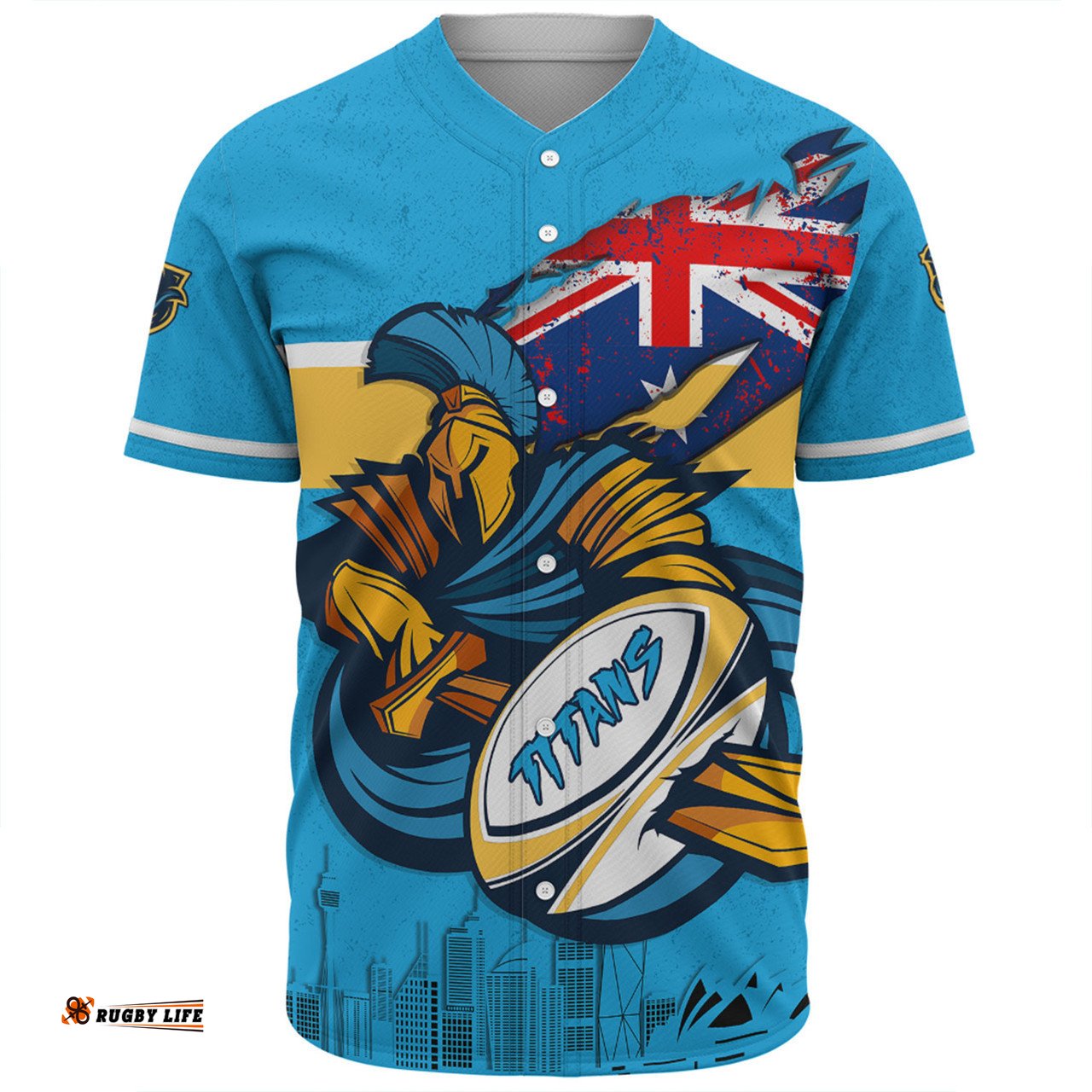 Gold Coast Titans Baseball Shirt Custom For Die Hard Fan Australia Flag Scratch Style