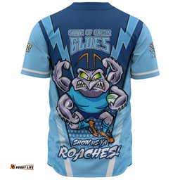 New South Wales Blues Baseball Shirt Custom State Of Origin 2024 Show Us Ya Roaches!