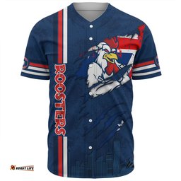 Sydney Roosters Baseball Shirt - Happy Australia Day Flag Scratch Style