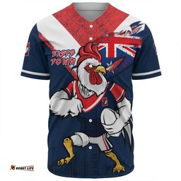 Sydney Roosters Baseball Shirt Custom For Die Hard Fan Australia Flag Scratch Style