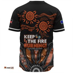 Australia Baseball Shirt Naidoc Week 2024 Indigenous Keep The Fire Burning Aboriginal Gum Leaf Painting
